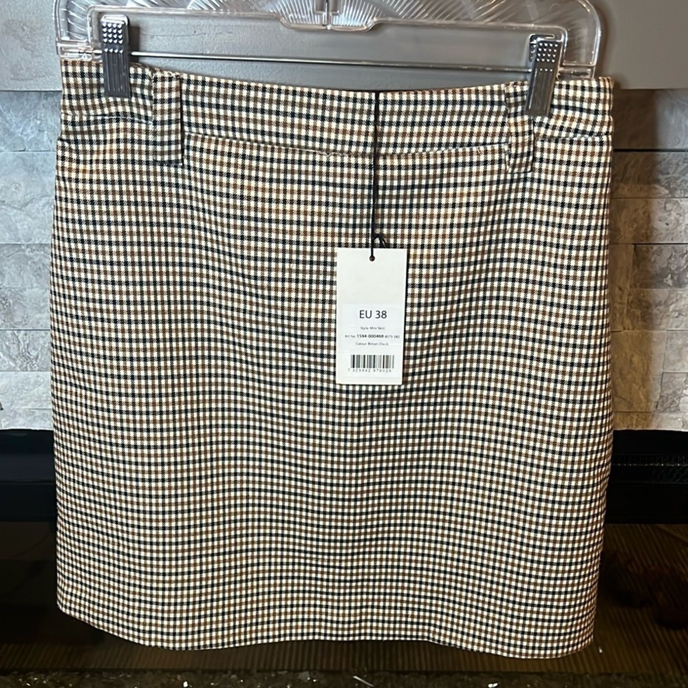 NWT NA-KD Brown check mini Skirt size EU 38/US 8
